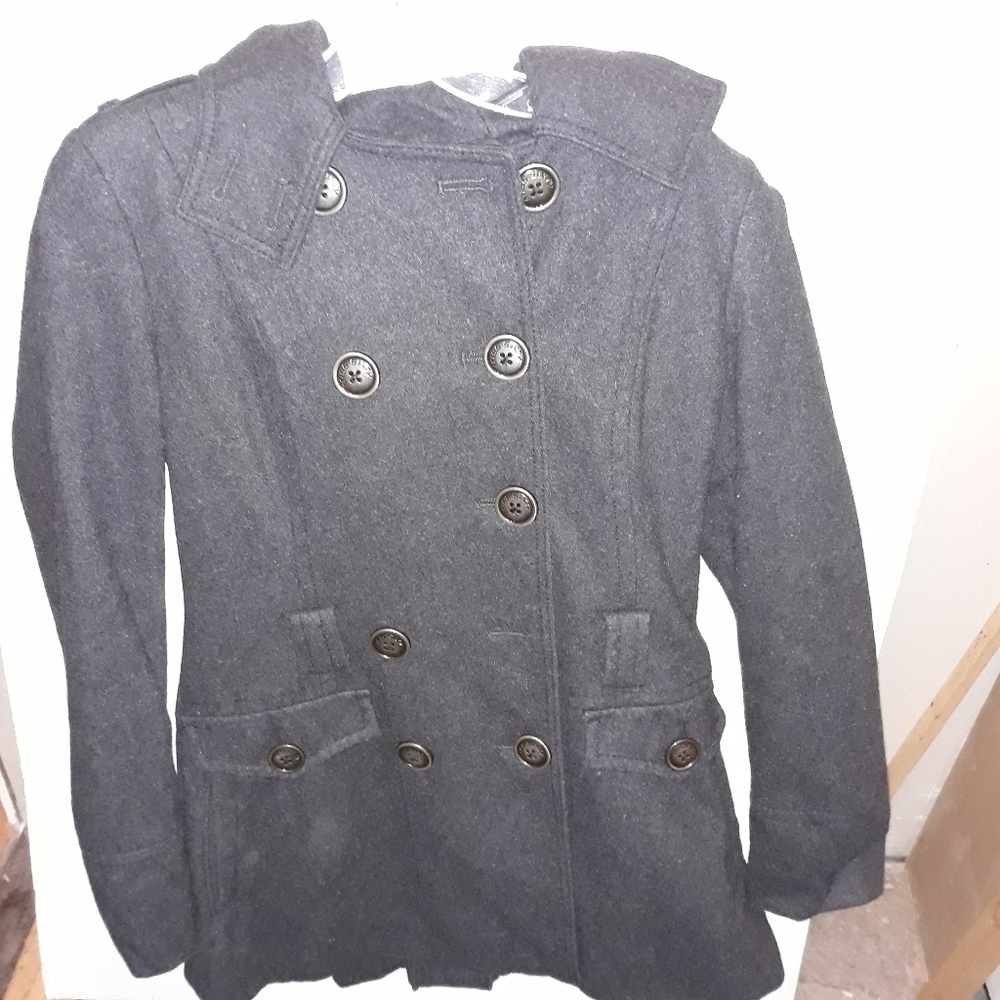 Miss60 juinor miss charcoal gray hoodie Style winter jacket Coat sz M